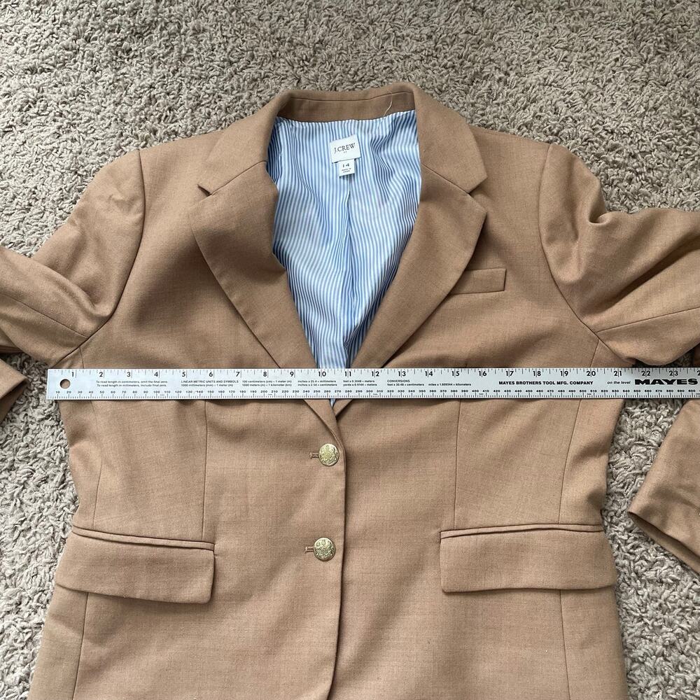J. Crew Women’s Schoolboy Blazer Wool Blend Tan Camel size 14 - Picture 16 of 16